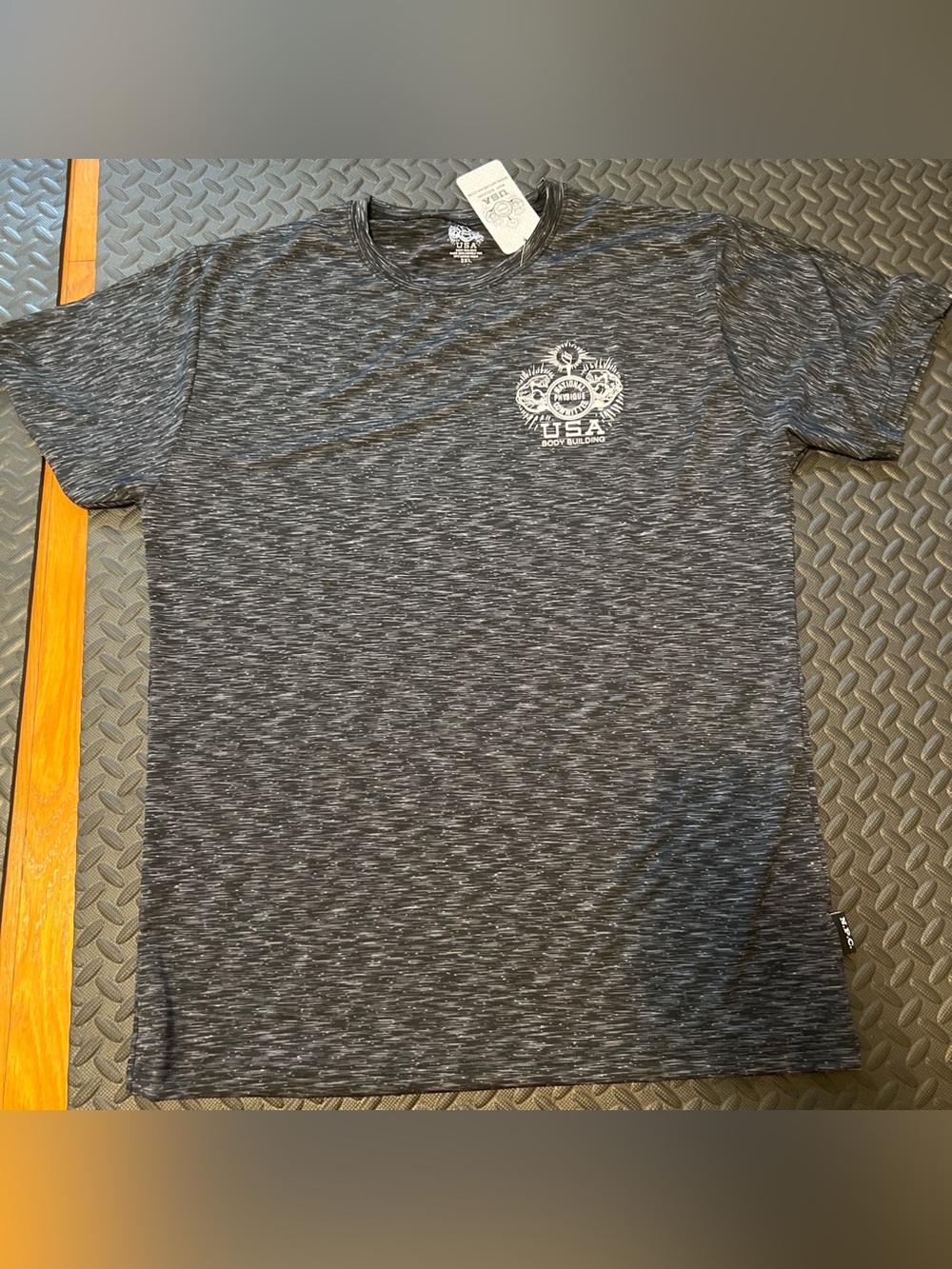 NPC-Men’s Heathered Black Logo Crew Neck T-Shirt size 2XL